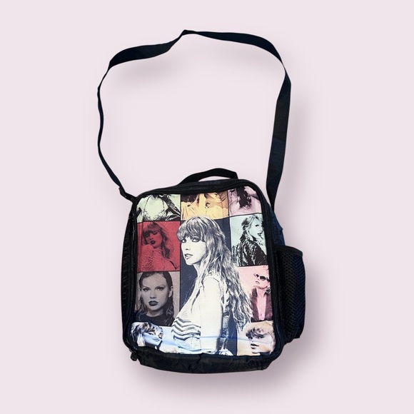 Handbags - Taylor Swift Black Photo Collage Insulated Lunch Bag With Strap